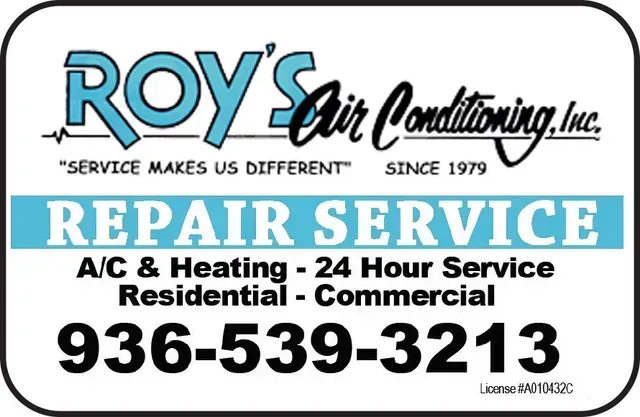 Business card for Roy's Air Conditioning. 