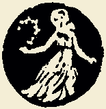 Silhouette of a woman in a black circle holding a cluster of stars, white background.