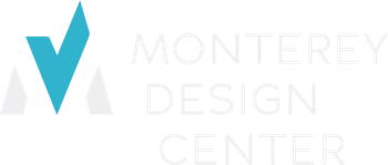The logo for Monterey Design Center, featuring a stylized blue letter 
