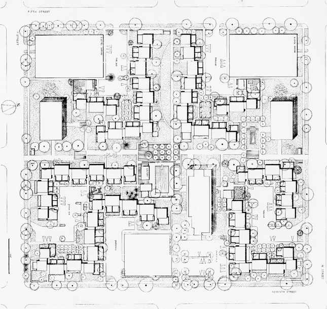 Site plan for the Capitol Towers development (ca. 1964). Source: Center for Sacramento History, James Henley Collection, 1997/046/048.