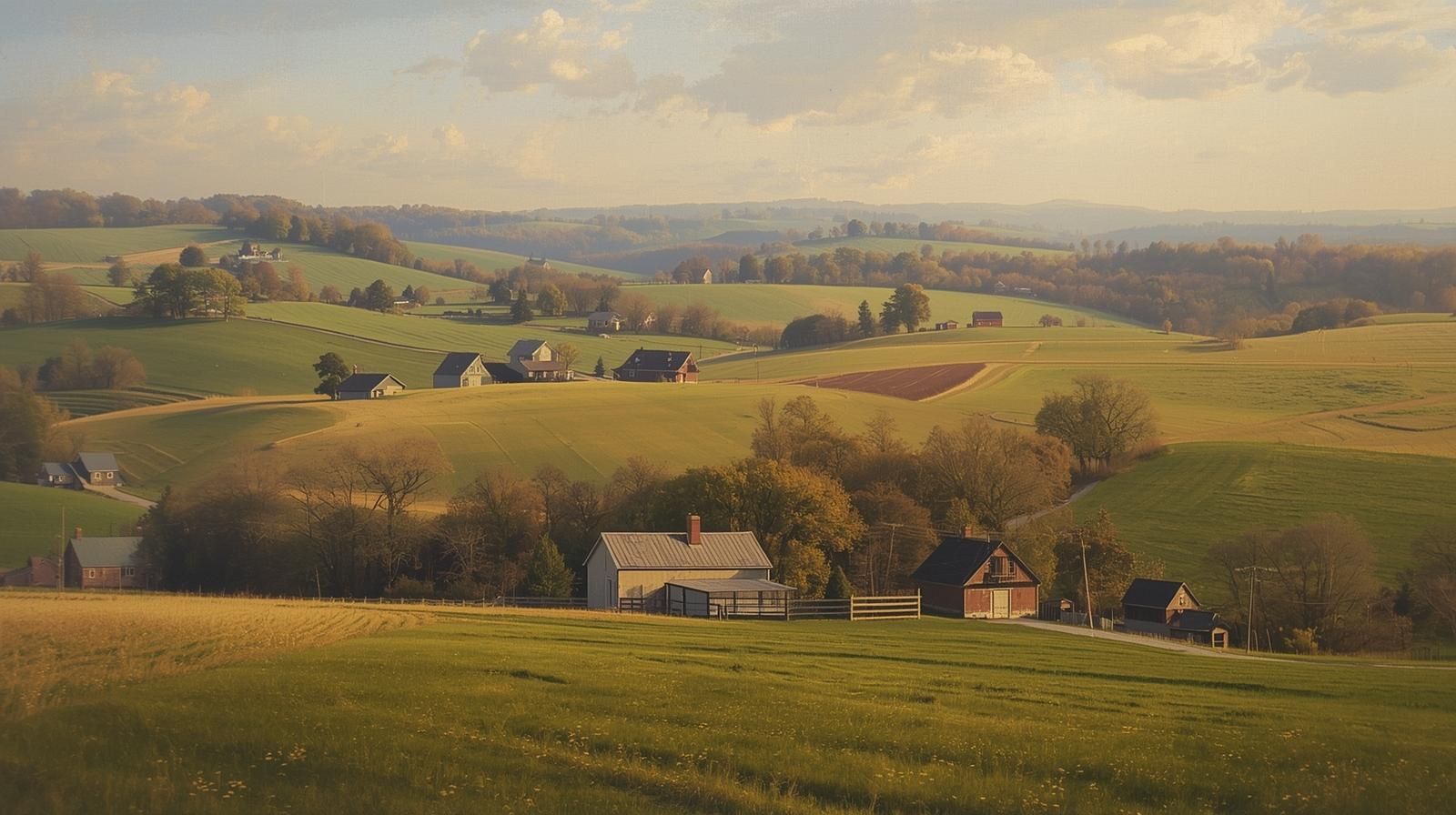 Rolling farmland and countryside near Wooster, Ohio