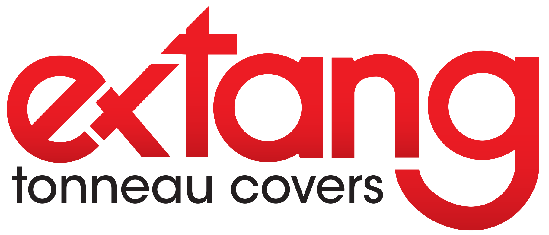 A red and black logo for extend tonneau covers