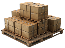 A wooden pallet with boxes stacked on top of each other