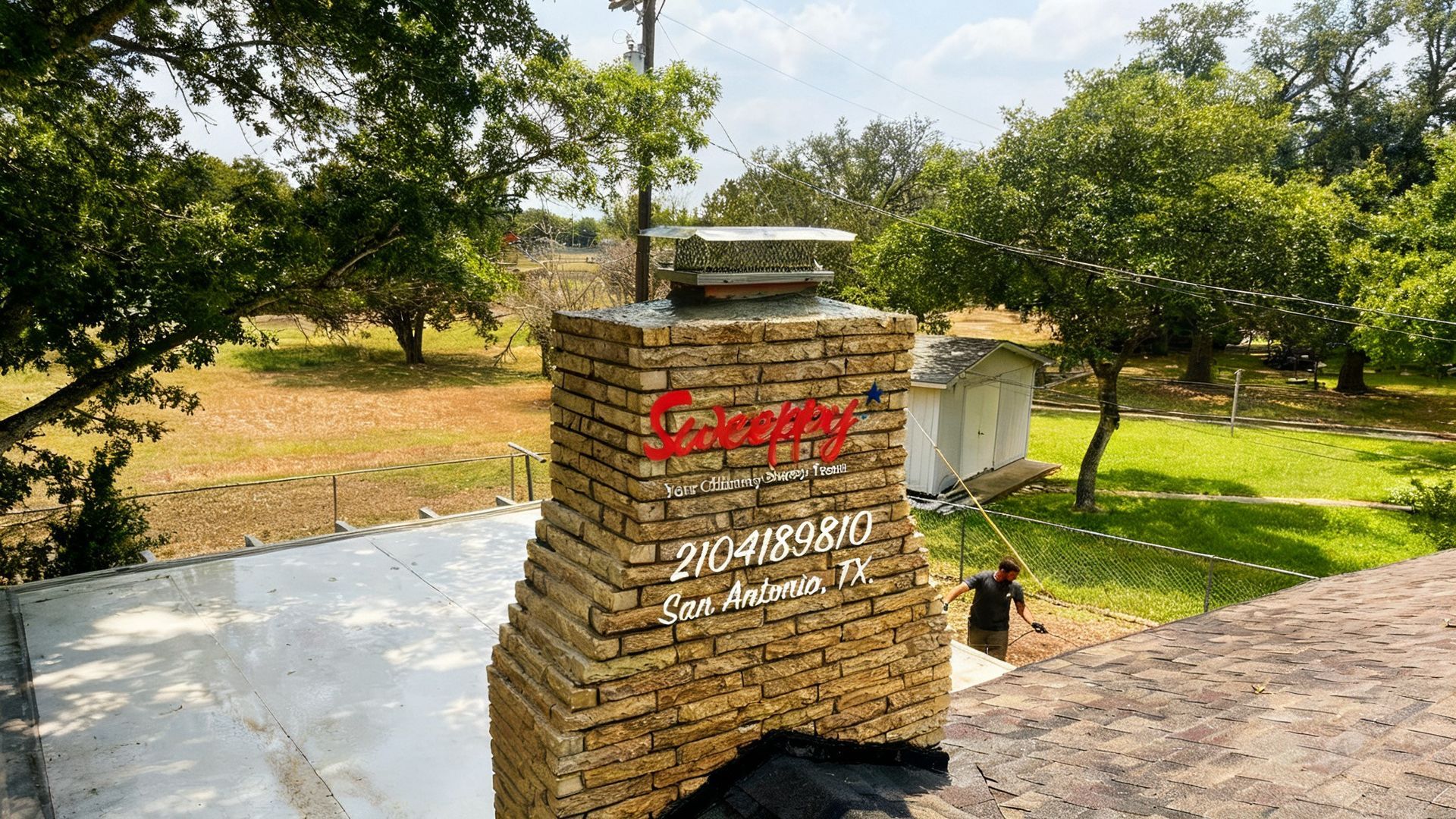 Woman sitting by a fireplace, using a phone. Cozy room with firelight.