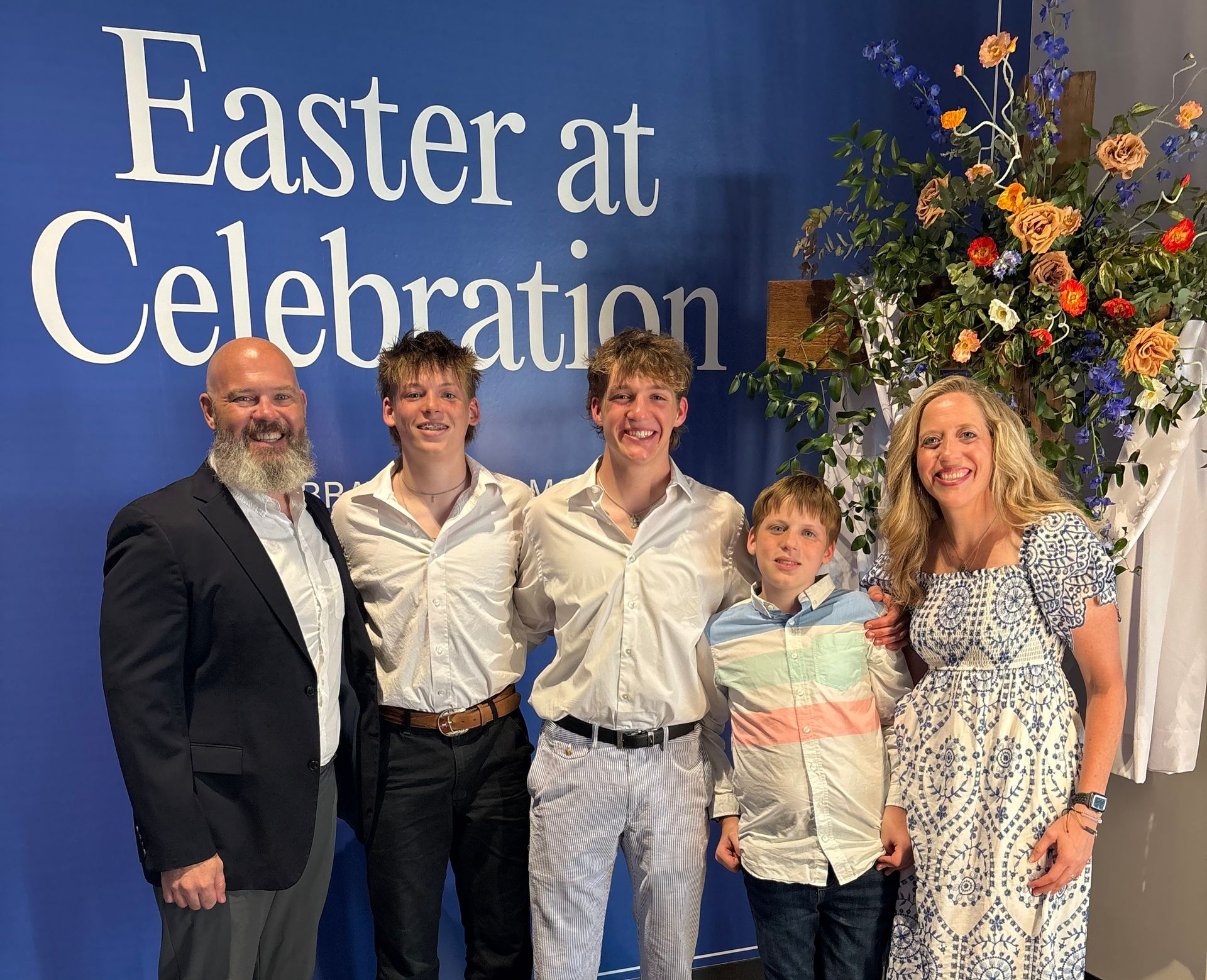 Greg and his family celebrating Easter Sunday at their church in Central Texas