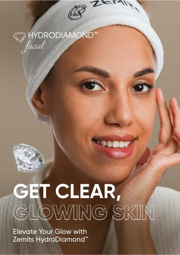 Woman wearing a headband, touching her face, promoting