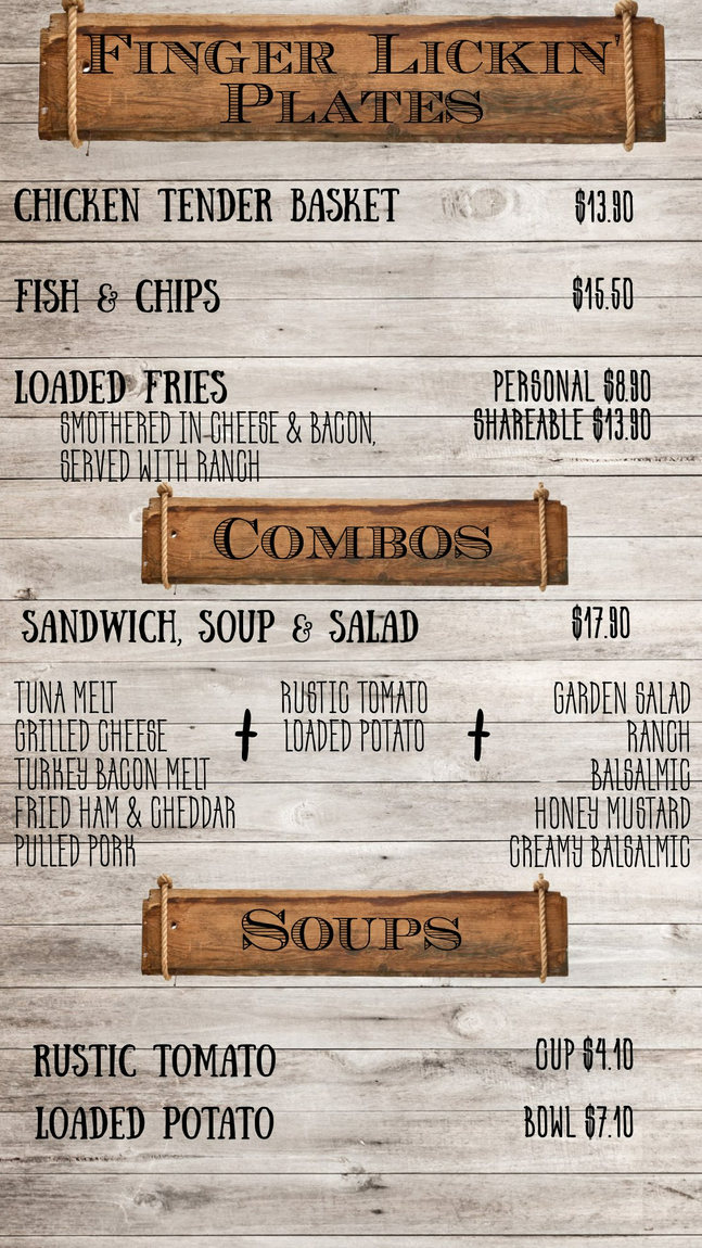 Lunch menu — Medical Lake, WA — Lefevre Street Bakery & Cafe