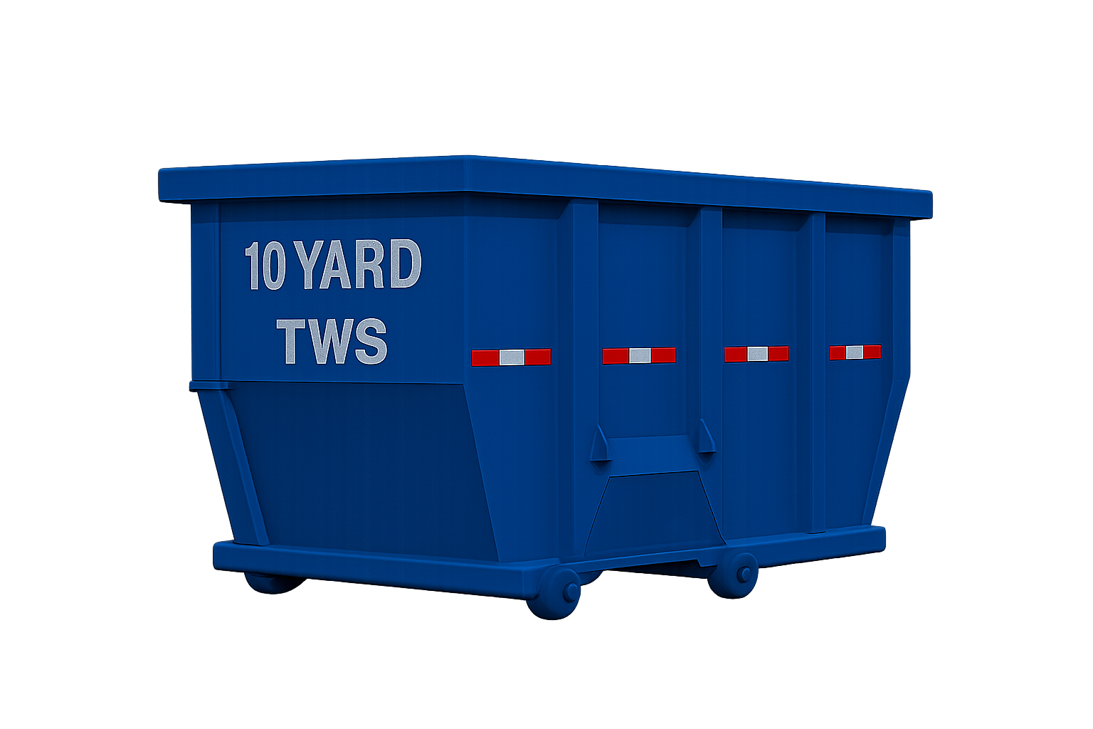 Blue 10-yard waste container with 