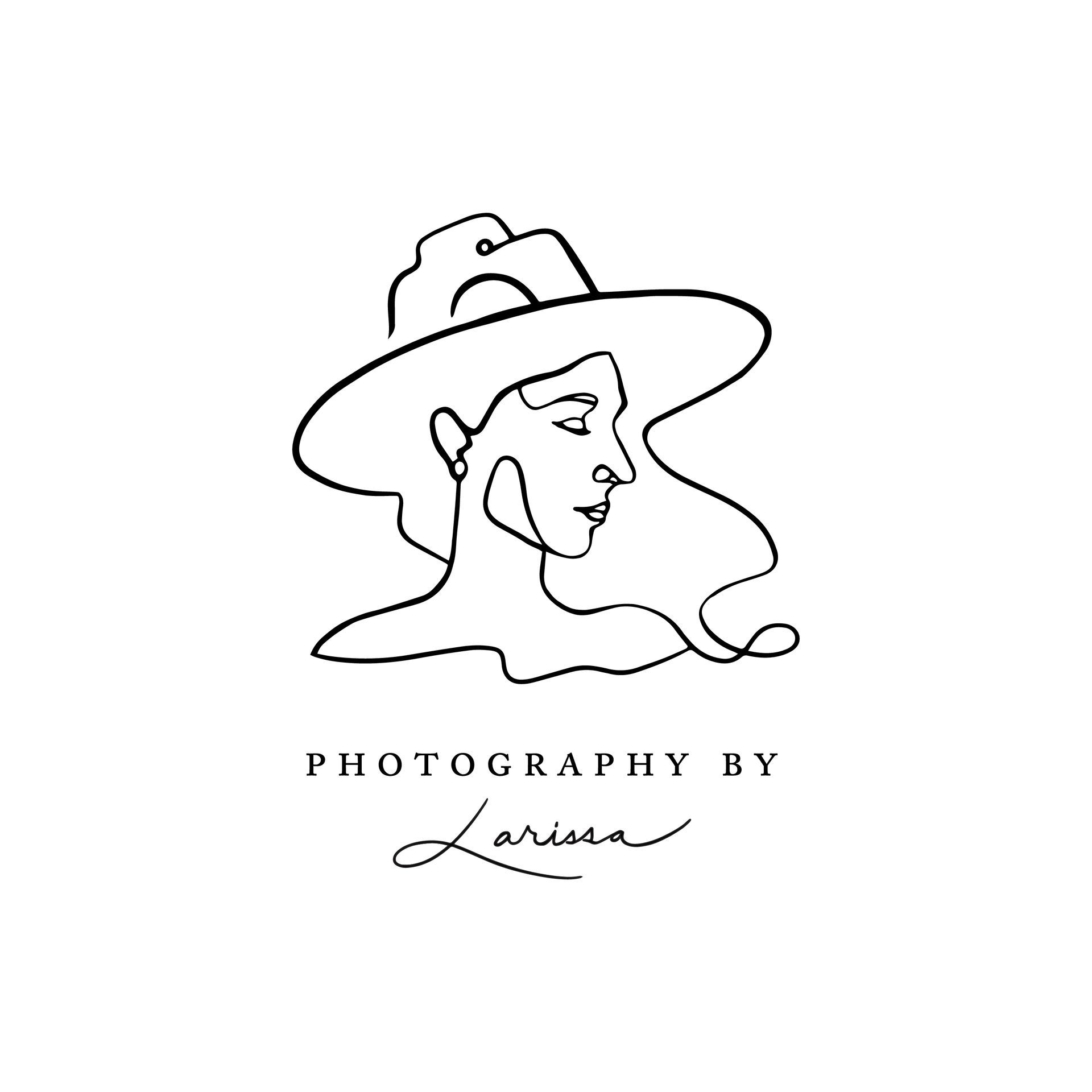 Minimalist black line-art logo of a person wearing a wide-brimmed hat, with text reading 