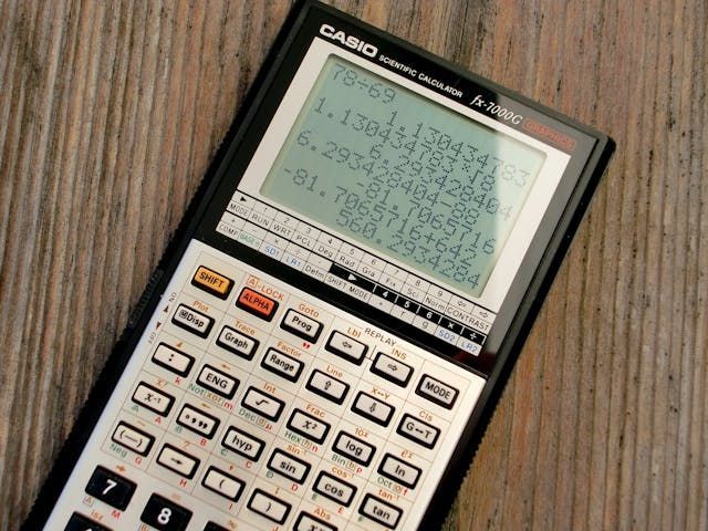 Calculator with a math equation on the screen