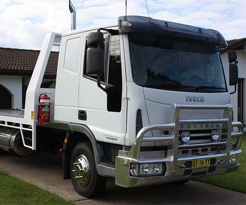 A Large White Truck — DJ’s Tilt Tray Service in Urunga NSW