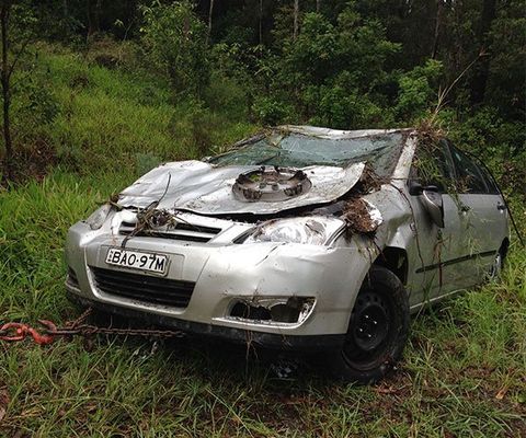 A Crashed Car — DJ’s Tilt Tray Service in Urunga NSW