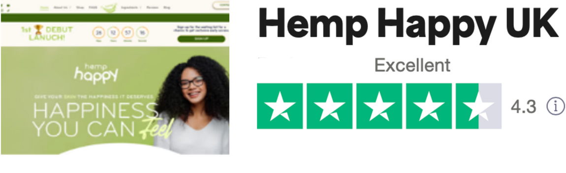 A hemp happy uk website with a picture of a woman