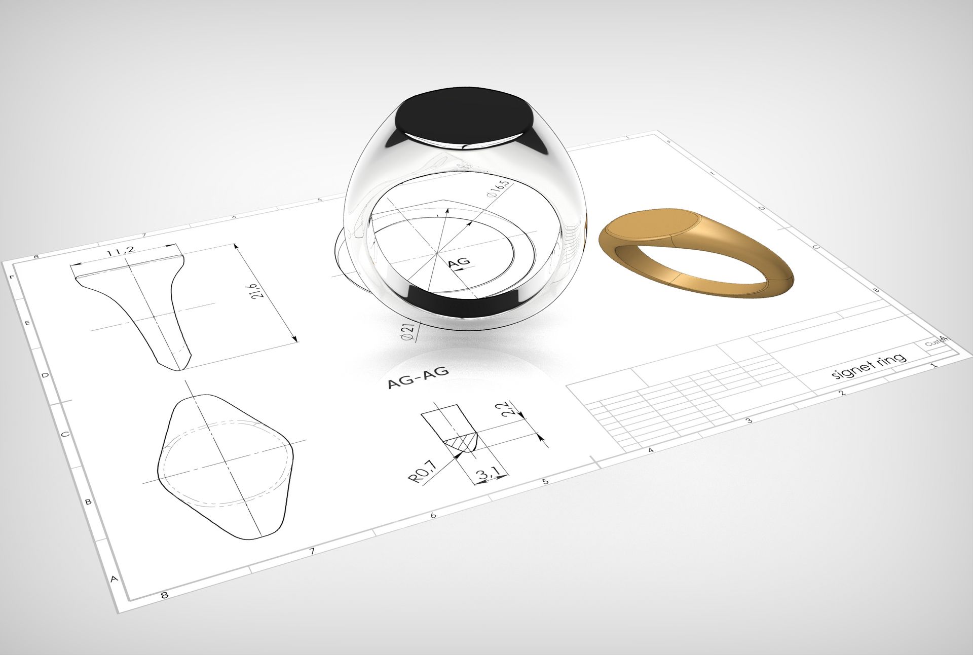 progettazione anello con CAD