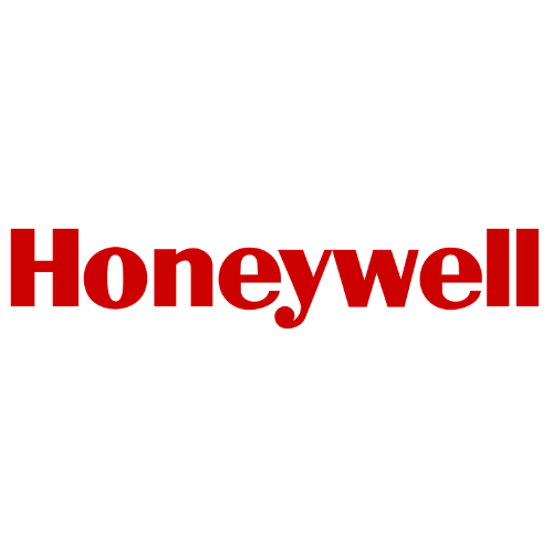 Le logo honeywell est rouge sur fond blanc.