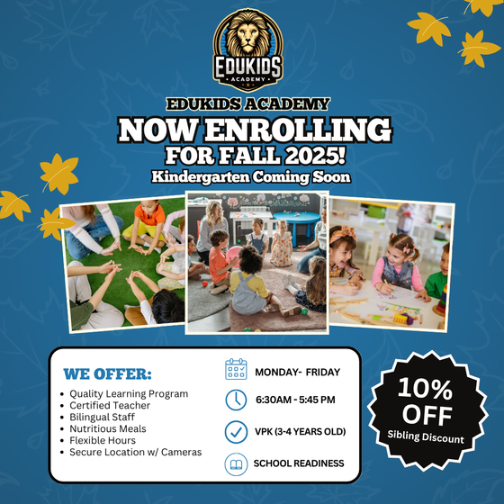 Edukids academy is now enrolling for fall 2025 kindergarten coming soon.