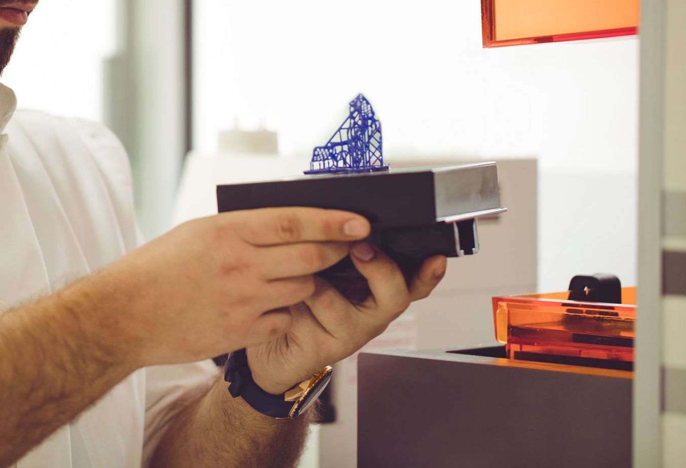 A close up of a denture on a table.