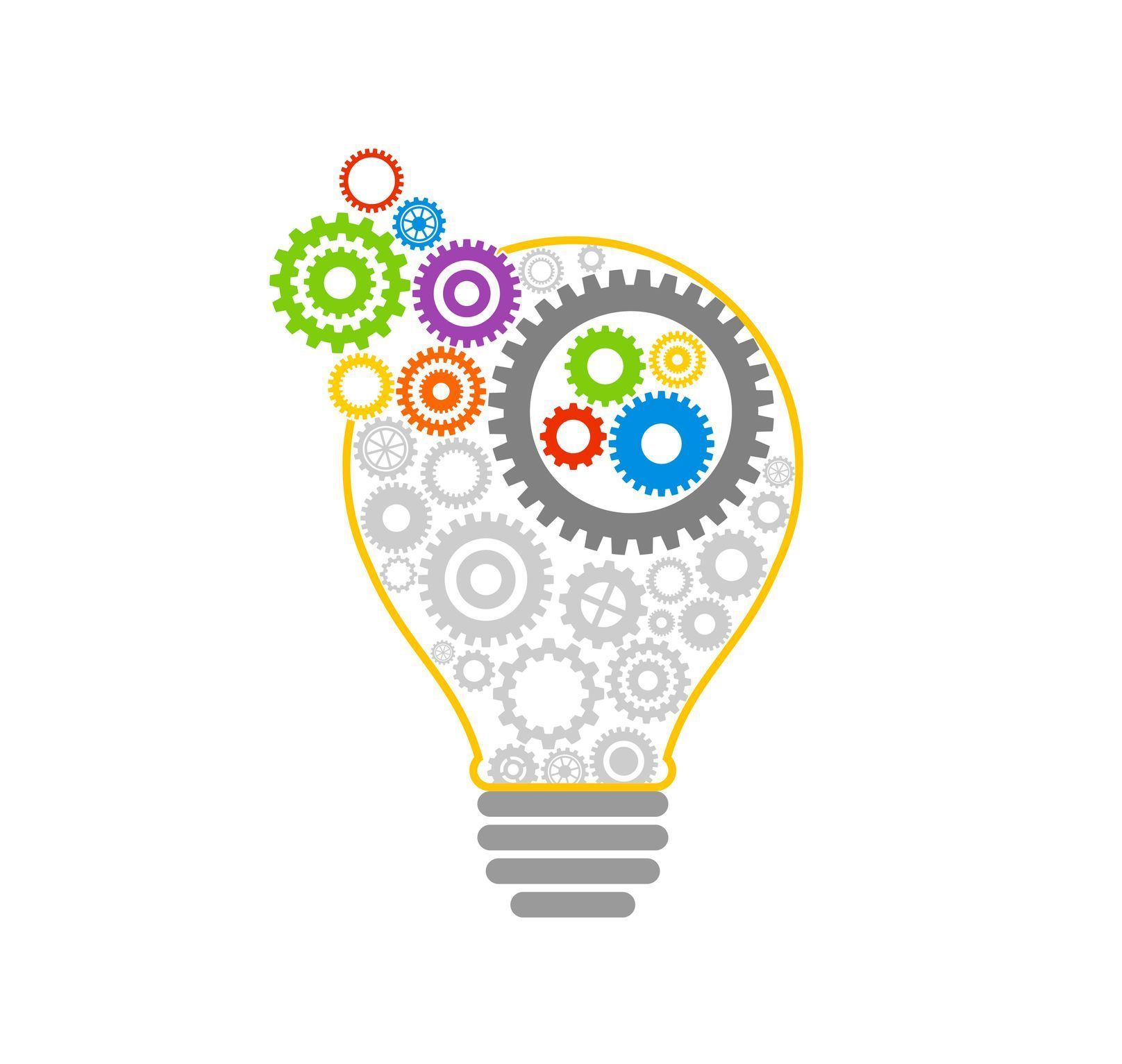 lightbulb with cogs/wheels turning inside
