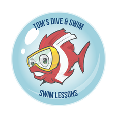 A logo for tom 's dive and swim swim lessons