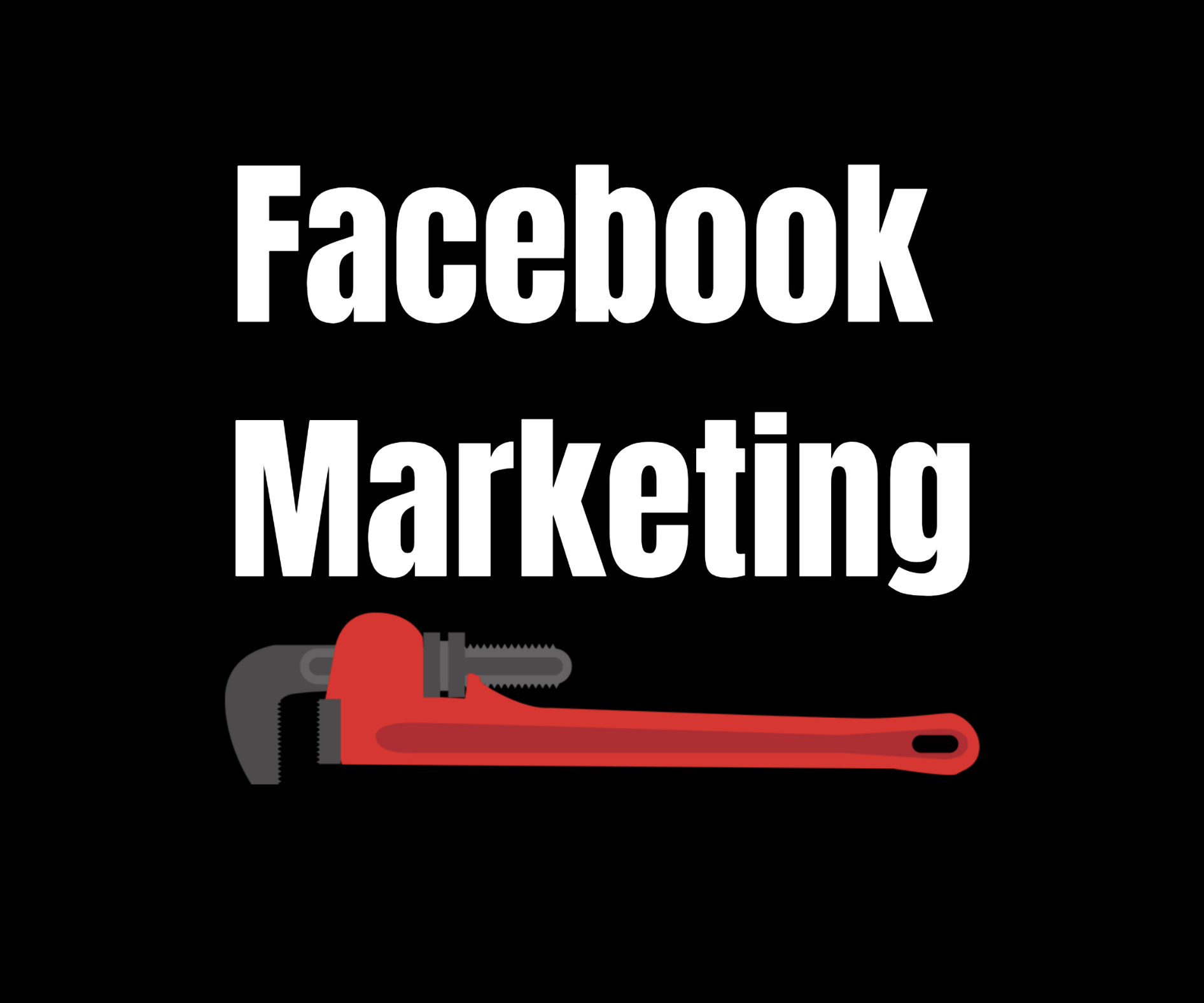 A facebook marketing logo with a wrench on a black background.