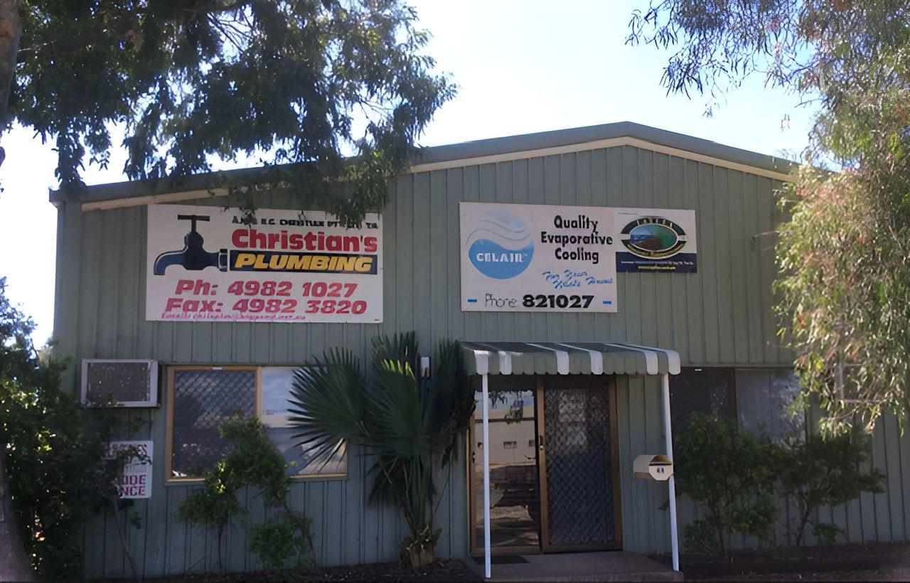 A Building With A Sign That Says Christian 's Plumbing — Christians Plumbing in Emerald, QLD