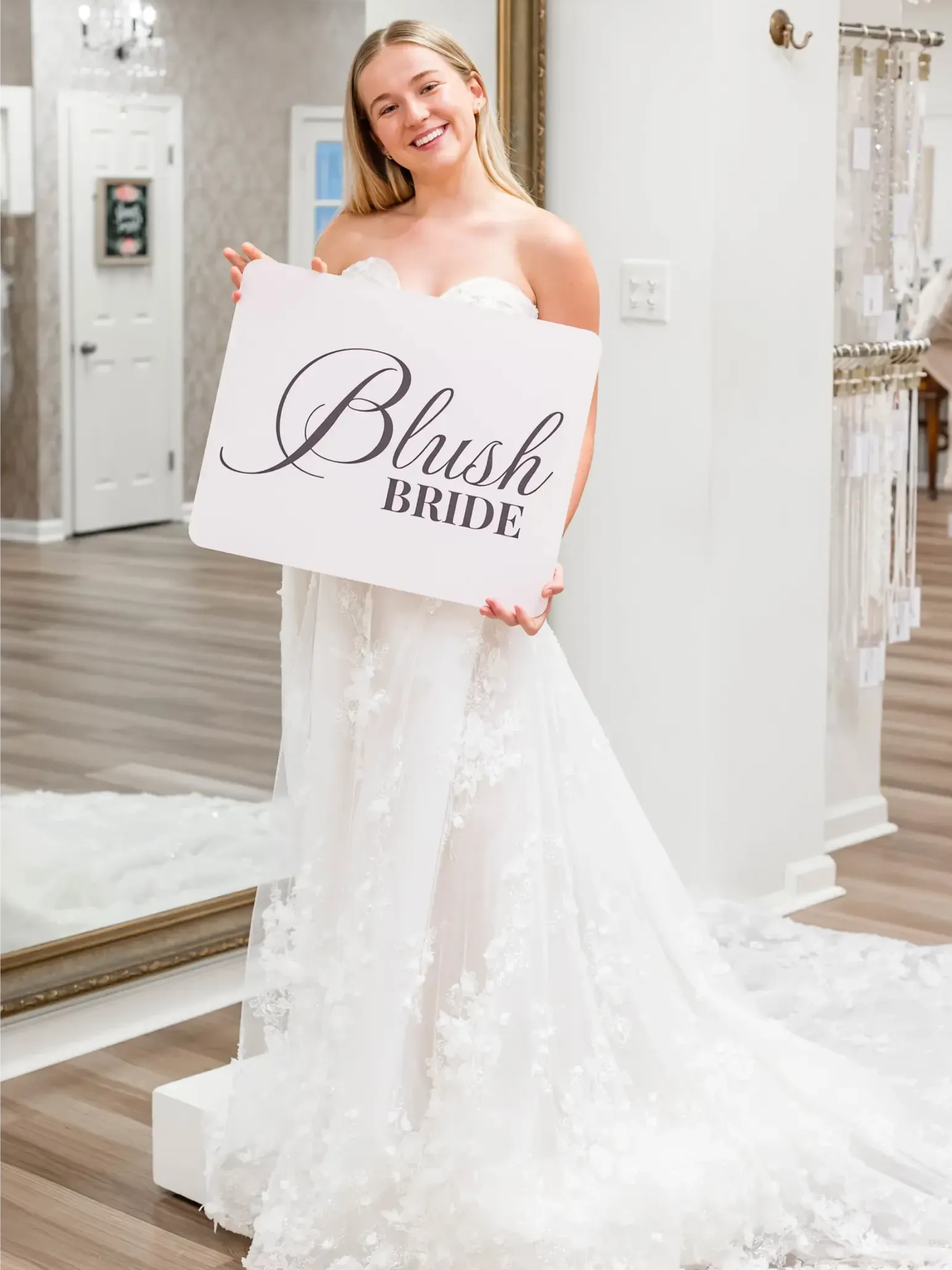 Woman in a wedding dress holding a