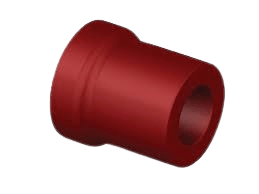 A red object with a hole in the middle on a white background.