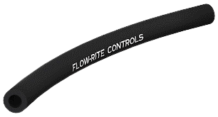 A black hose with flowrite controls written on it on a white background.