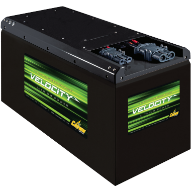 A black box with a green label that says velocity