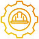 A gear with a hard hat inside of it.