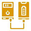 A charger and a battery are connected to each other.