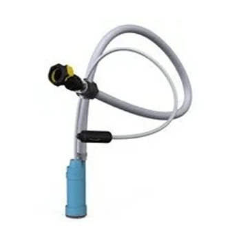 A hose with a pump attached to it on a white background.