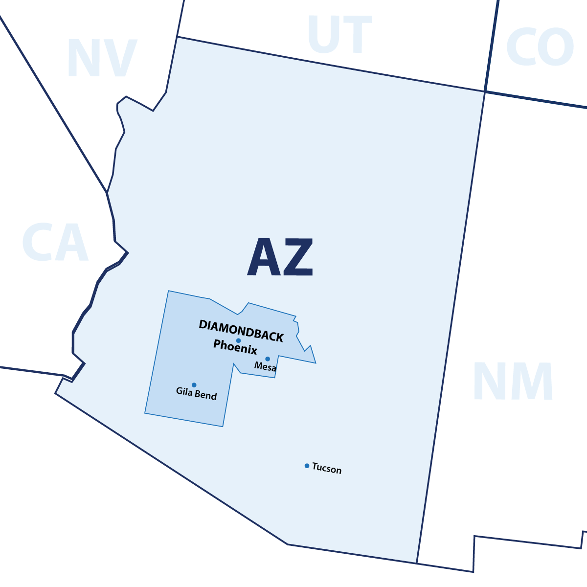 A map of arizona showing the location of diamondback phoenix