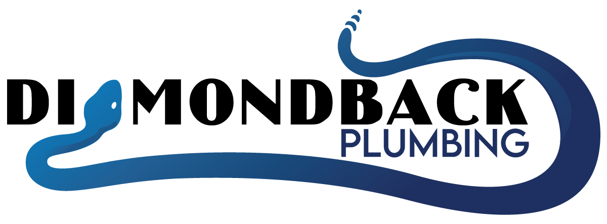 The logo for diamondback plumbing is a blue snake.
