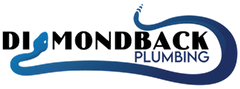 The logo for diamondback plumbing is a blue snake.