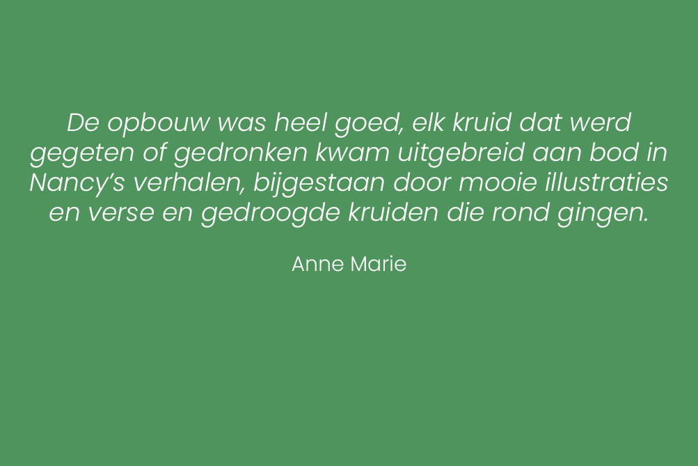 testimonial van deelnemer over werken met kruiden bij Herborista