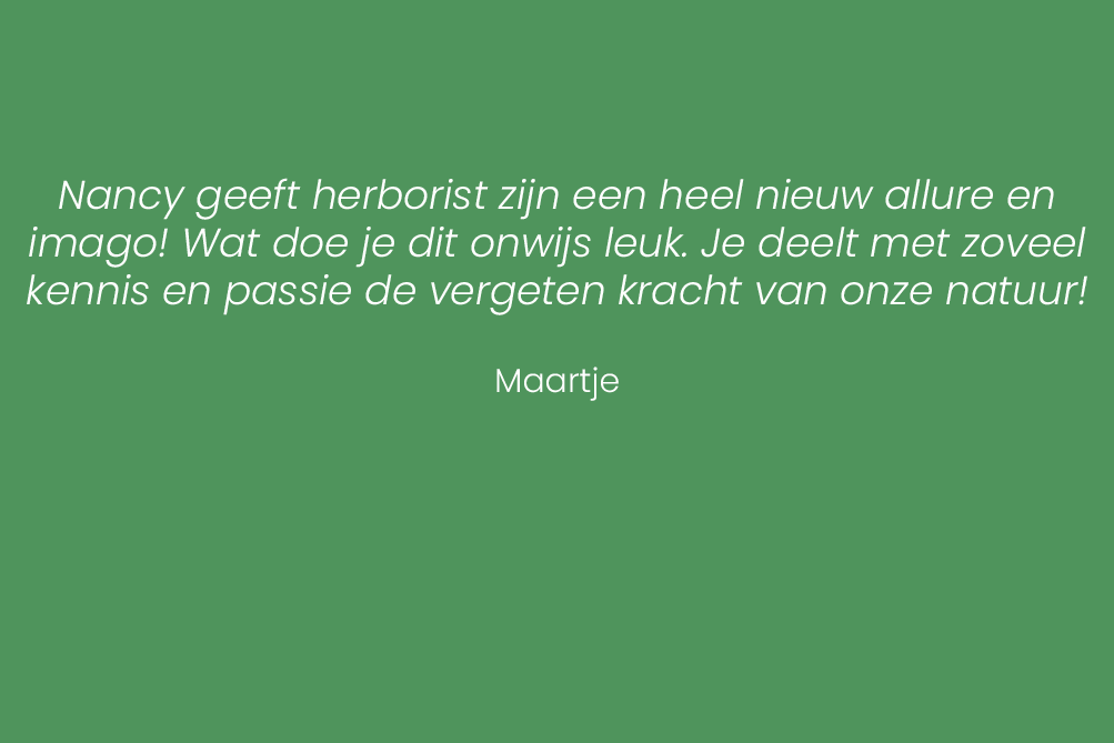 testimonial van deelnemer over werken met kruiden bij Herborista
