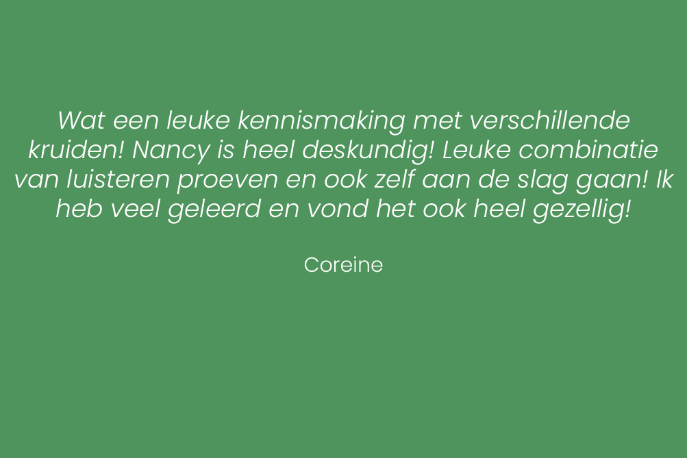 testimonial van deelnemer over werken met kruiden bij Herborista