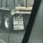 A car window with a sticker on it that says `` if i miss you on the tracks you 're in the wrong lane ''
