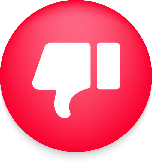 A red button with a white thumbs down symbol on it
