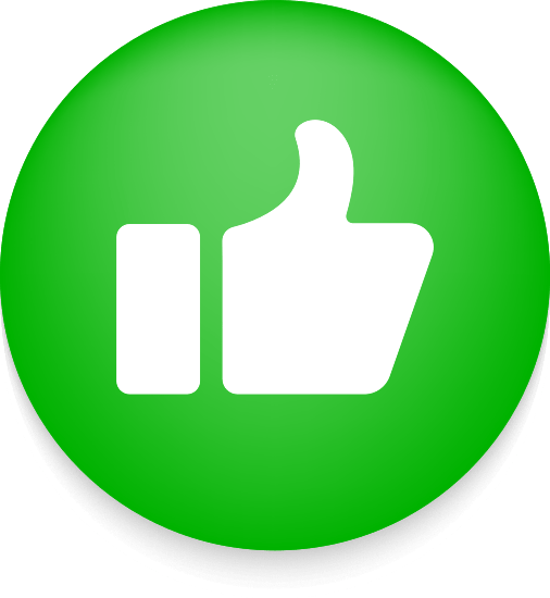 A green button with a white thumbs up icon