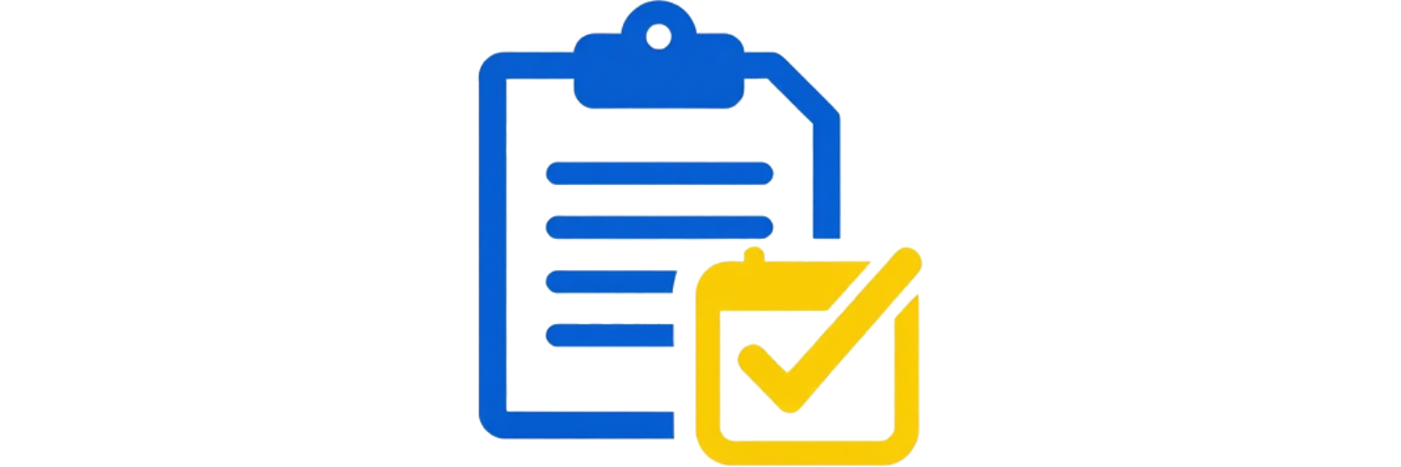 Un icono de portapapeles azul con líneas horizontales