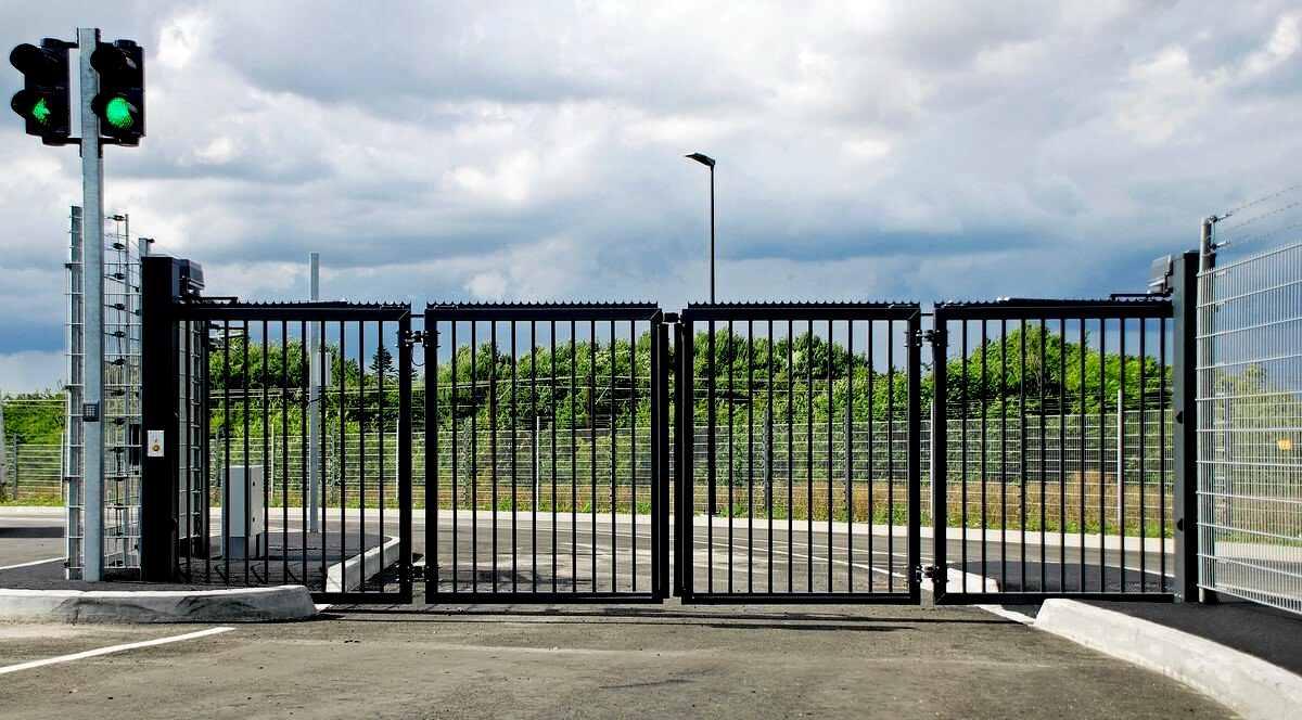 Double-fold commercial security gate