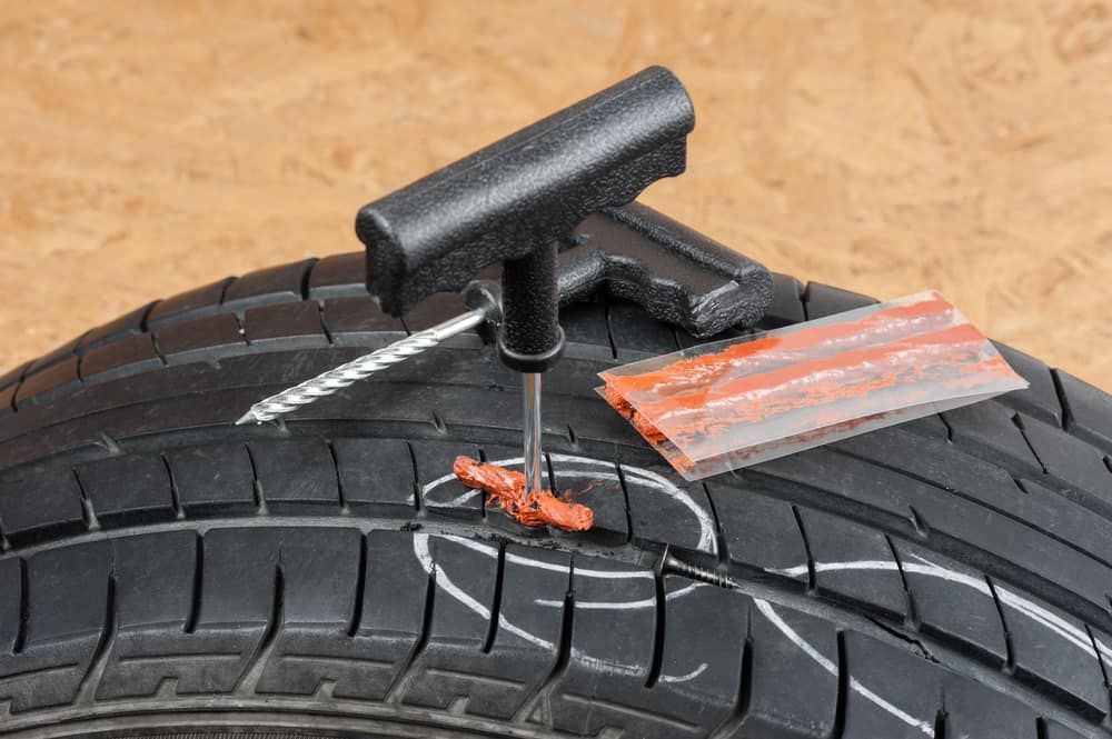 Tire Repair Kit Used on a Tire, With a Reamer Tool, Repair Strip and a Probe — Track N Back 4x4 In Cooktown, QLD