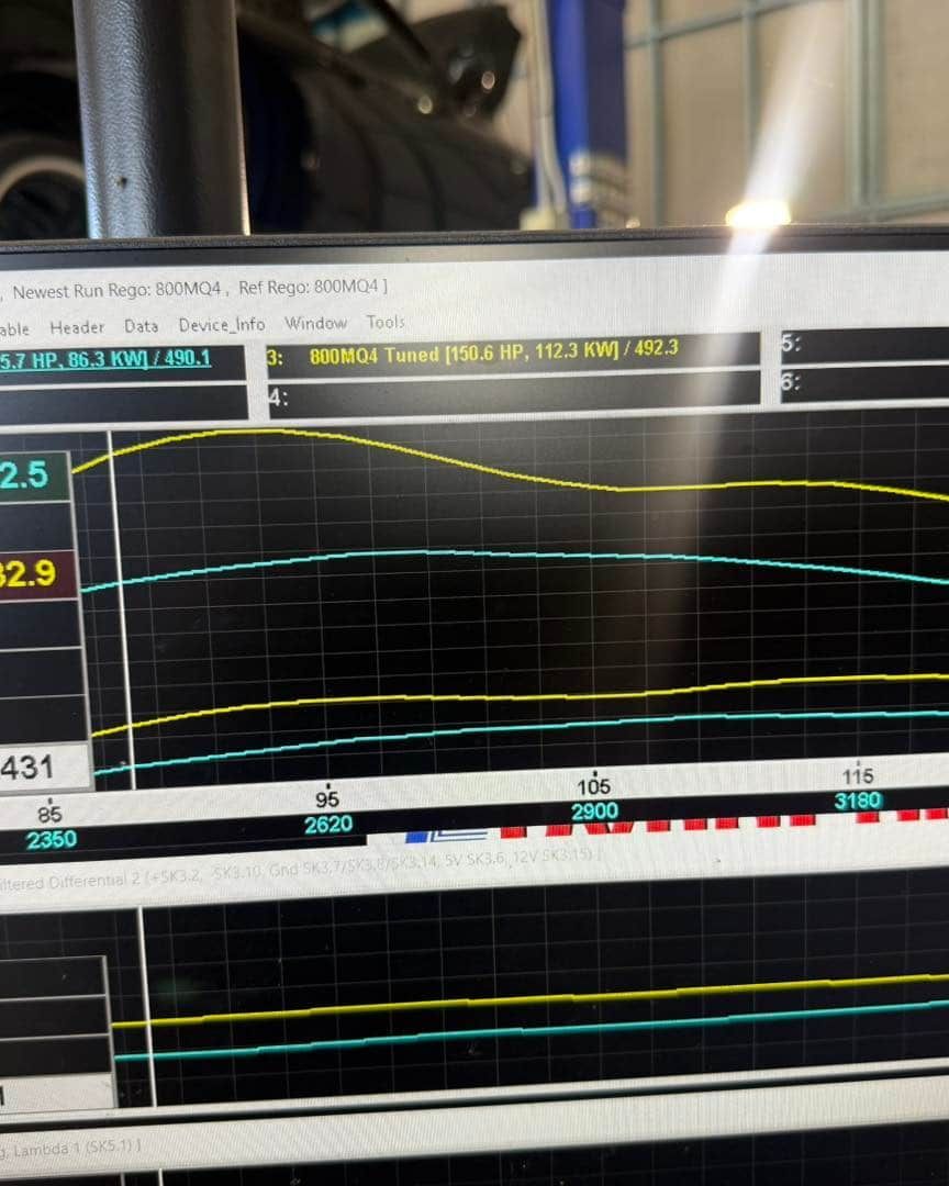 A Computer Screen Displaying Overlaid Graphs With Yellow and Blue Lines — Track N Back 4x4 In Bamaga, QLD
