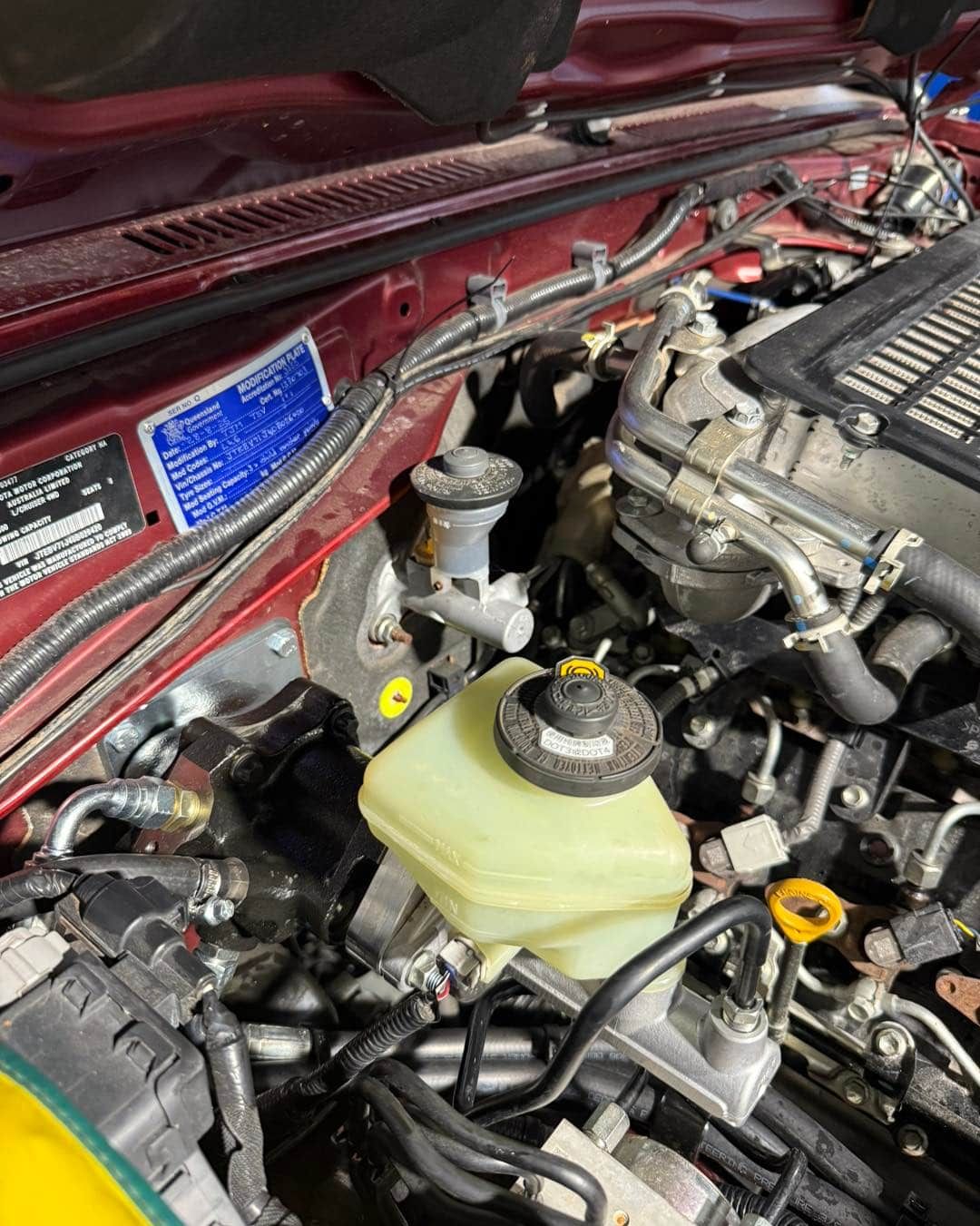 Engine Bay With Brake Fluid Reservoir, Master Cylinder — Track N Back 4x4 In Cooktown, QLD