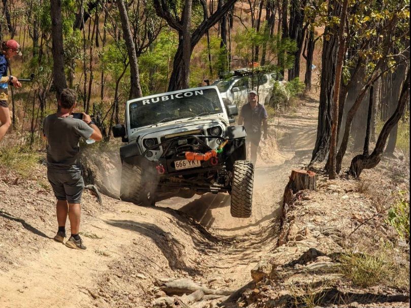 Tan Pickup Truck With Hood Open in Garage — Track N Back 4x4 In Mareeba, QLD