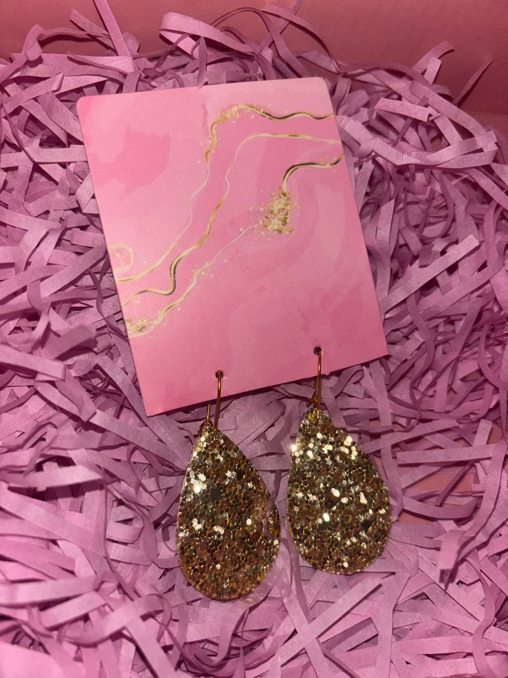 Glitter oorbellen goud