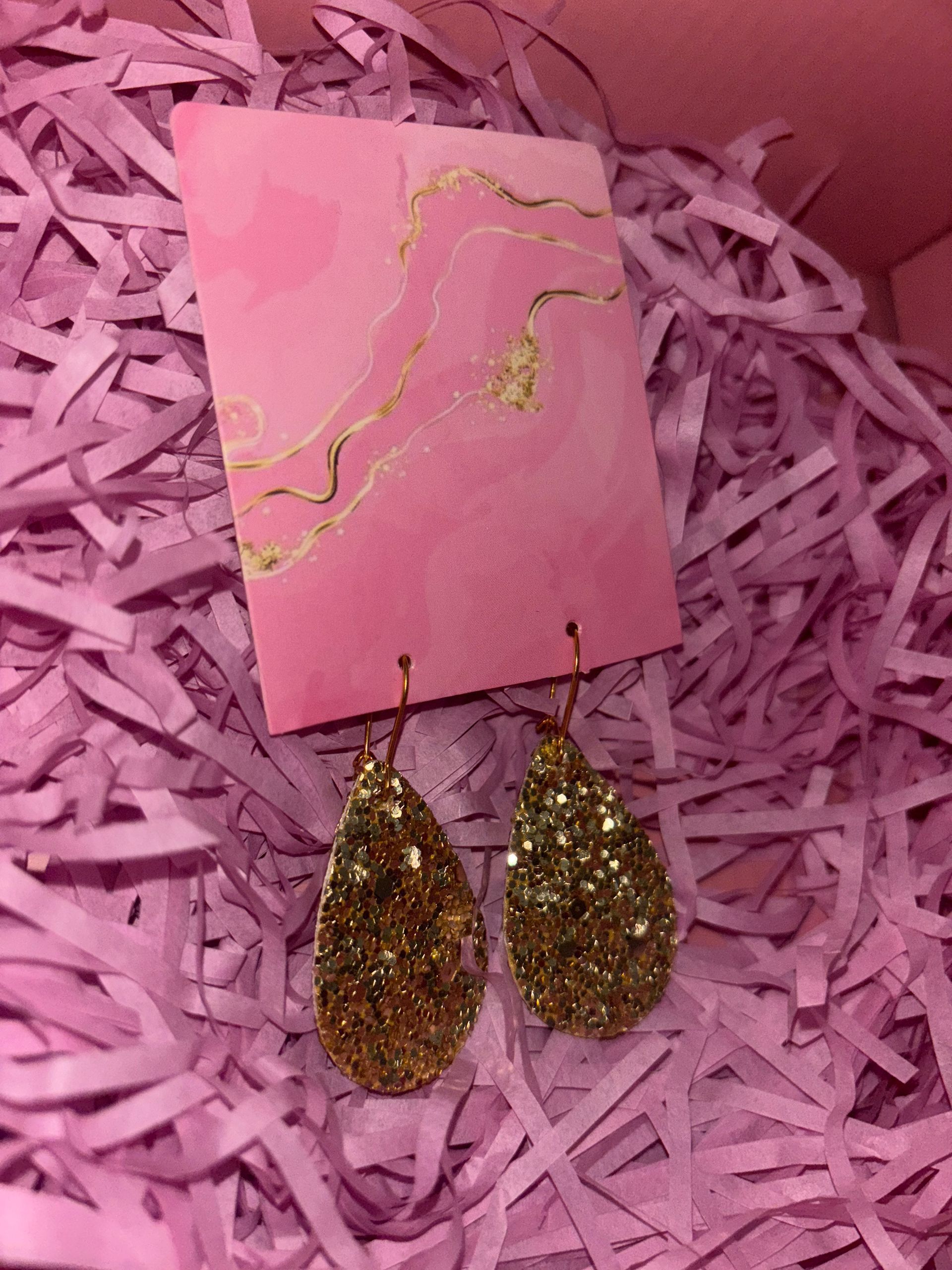 Glitter oorbellen goud