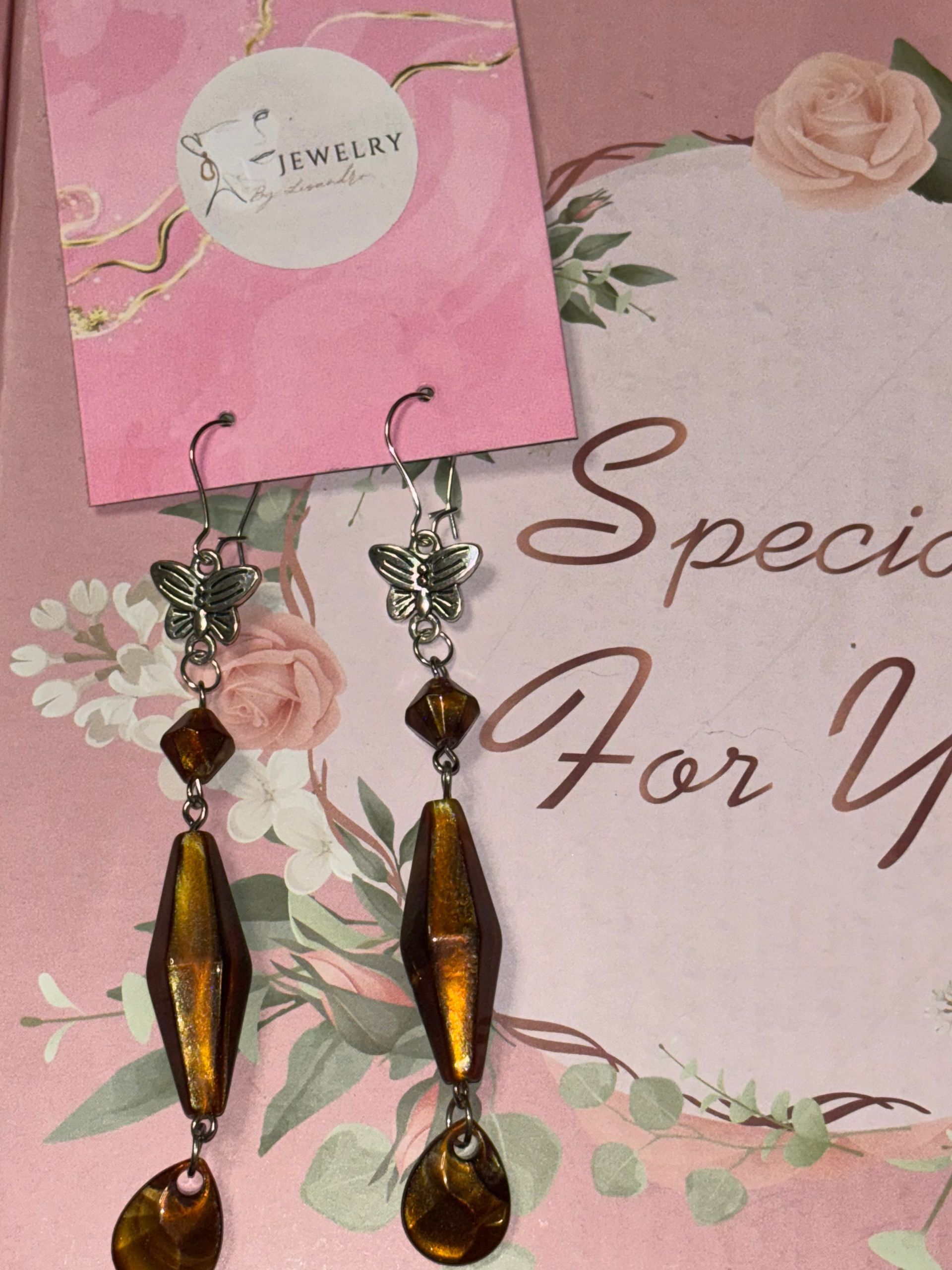 Oorbellen zilver met bruine steen